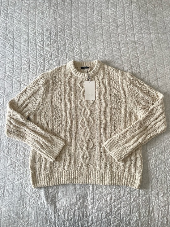 Zara Other - Zara Textured Cable Knit Sweater – Stone | Men’s Medium